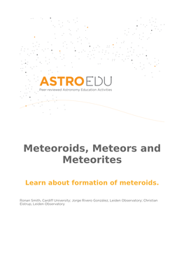 Meteoroids, Meteors and Meteorites