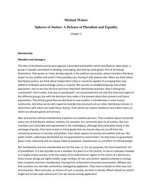Michael Walzer Spheres of Justice: a Defense of Pluralism and Equality