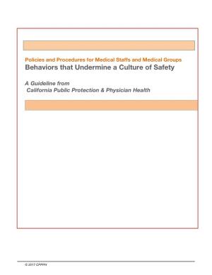 Behaviors That Undermine a Culture of Safety