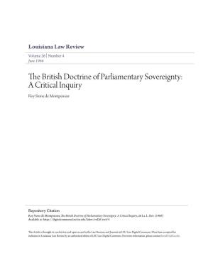 The British Doctrine of Parliamentary Sovereignty: a Critical Inquiry, 26 La