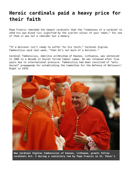 Heroic Cardinals Paid a Heavy Price for Their Faith
