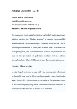 Polymer Chemistry (C212)