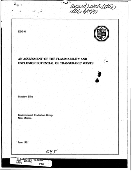 An Assessment of the Flammability and Explosion Potential of Transuranic Waste