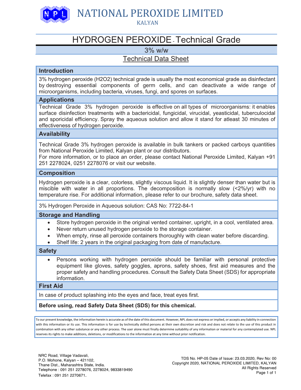 H2O2 Technical Data Sheet.Pdf