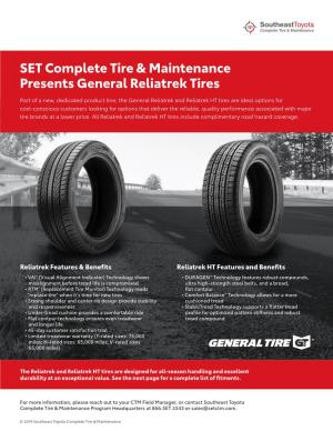 SET Complete Tire & Maintenance Presents General Reliatrek Tires