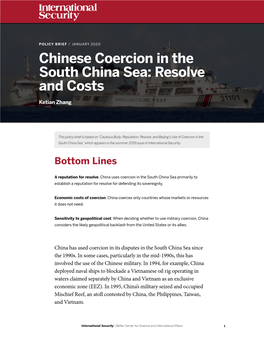 Chinese Coercion in the South China Sea: Resolve and Costs