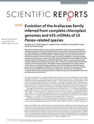 Evolution of the Araliaceae Family Inferred from Complete Chloroplast