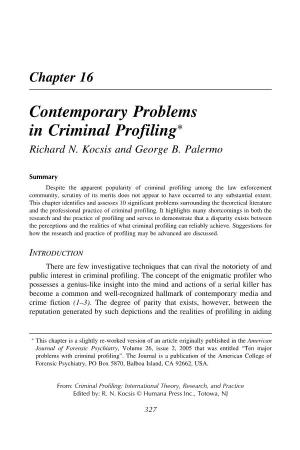 Chapter 16 Contemporary Problems in Criminal Profiling