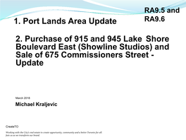 Port Lands Area Update RA9.6