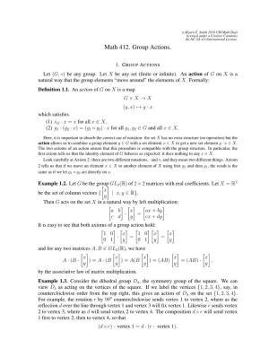 Math 412. Group Actions