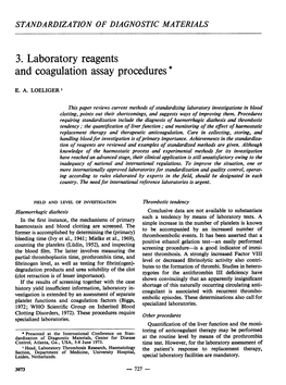 3. Laboratory Reagents and Coagulation Assay Procedures*