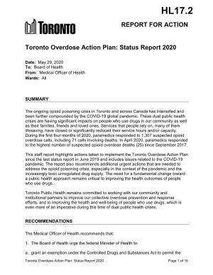 Toronto Overdose Action Plan: Status Report 2020