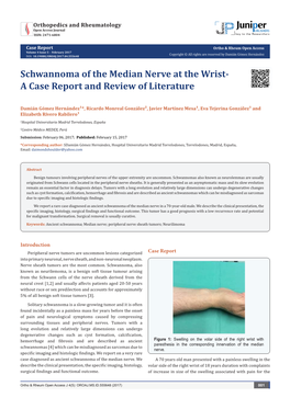 Schwannoma of the Median Nerve at the Wrist- a Case Report and Review of Literature