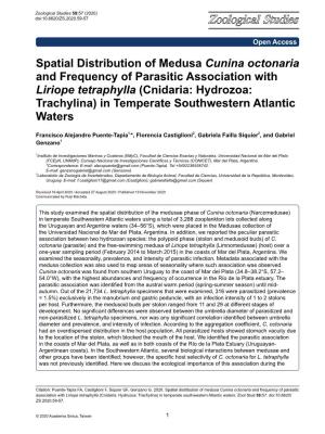 Spatial Distribution of Medusa Cunina Octonaria and Frequency Of