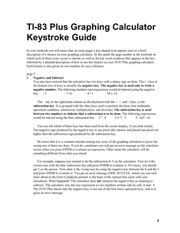 TI-83 Plus Graphing Calculator Keystroke Guide