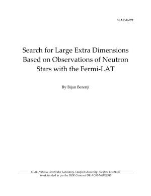 Search for Large Extra Dimensions Based on Observations of Neutron Stars with the Fermi-LAT