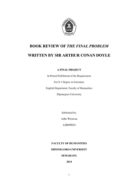 Book Review of the Final Problem Written by Sir Arthur Conan Doyle“ Comes Into Completion