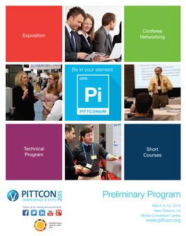 Preliminary Program Preliminary Pittconium