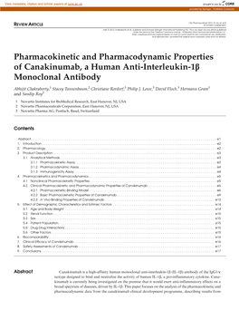 Pharmacokinetic and Pharmacodynamic Properties of Canakinumab, a Human Anti-Interleukin-1B Monoclonal Antibody