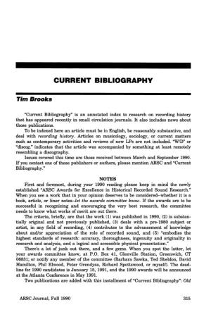 ARSC Journal, Fall 1990 315 Current Bibliography