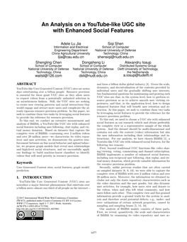 An Analysis on a Youtube-Like UGC Site with Enhanced Social Features