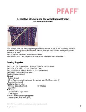Decorative Stitch Zipper Bag with Diagonal Pocket by Debi Kuennen-Baker