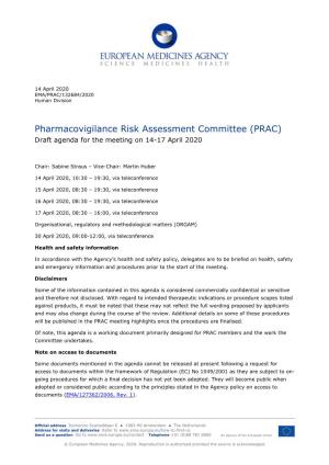 PRAC Draft Agenda of Meeting 14-17 April 2020