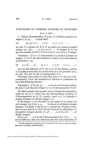 818 Functions of Coprime Divisors of Integers 1