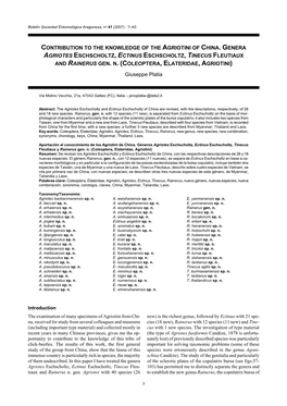 Contribution to the Knowledge of the Agriotini of China. Genera Agriotes Eschscholtz, Ectinus Eschscholtz, Tinecus Fleutiaux and Rainerus Gen