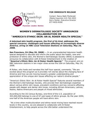 Women's Dermatologic Society Announces