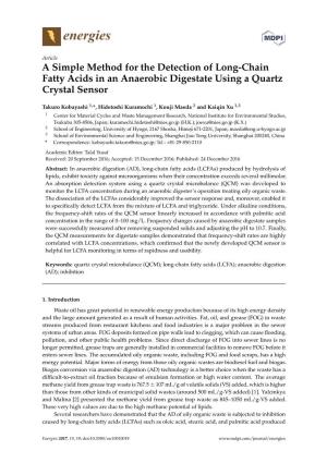 A Simple Method for the Detection of Long-Chain Fatty Acids in an Anaerobic Digestate Using a Quartz Crystal Sensor