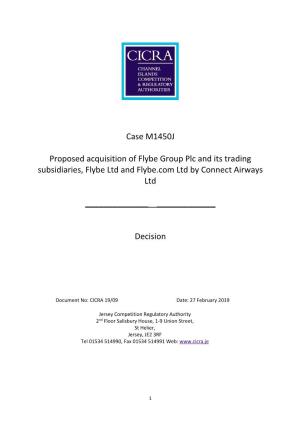 Case M1450J Proposed Acquisition of Flybe Group Plc and Its Trading