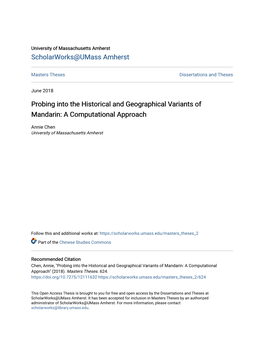 Probing Into the Historical and Geographical Variants of Mandarin: a Computational Approach