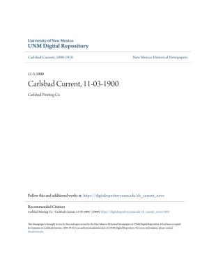 Carlsbad Current, 11-03-1900 Carlsbad Printing Co