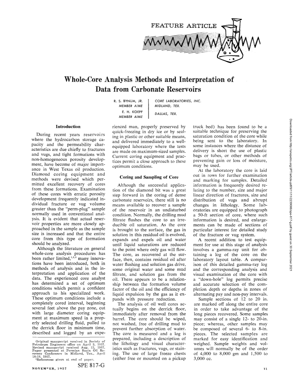 Whole-Core Analysis Methods and Interpretation of Data from Carbonate Reservoirs