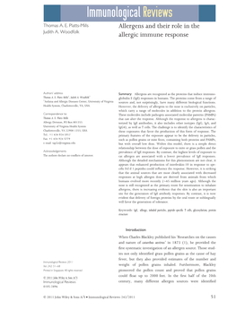 Allergens and Their Role in the Allergic Immune Response