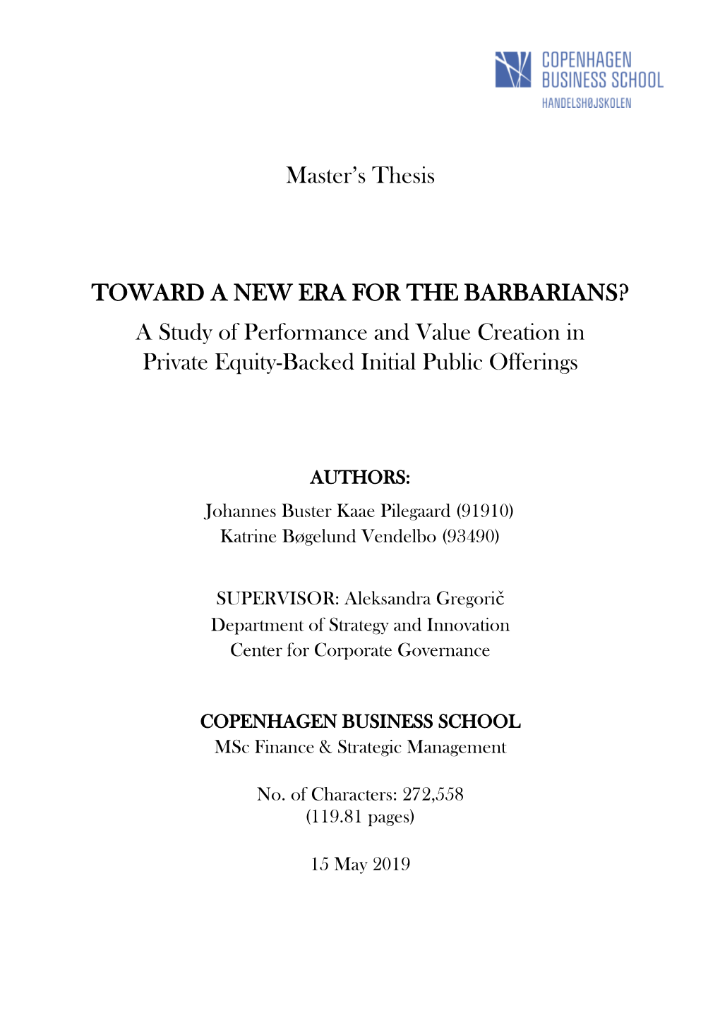 A Study of Performance and Value Creation in Private Equity-Backed Initial Public Offerings