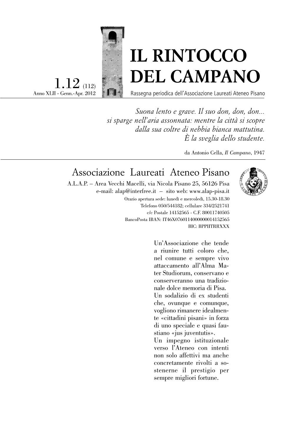 IL RINTOCCO DEL CAMPANO 1.12 (112) Anno XLII - Genn.-Apr