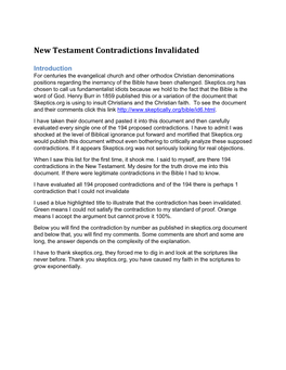 New Testament Contradictions Invalidated