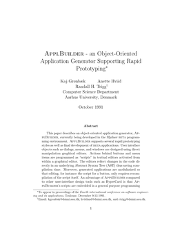 An Object-Oriented Application Generator Supporting Rapid Prototyping∗