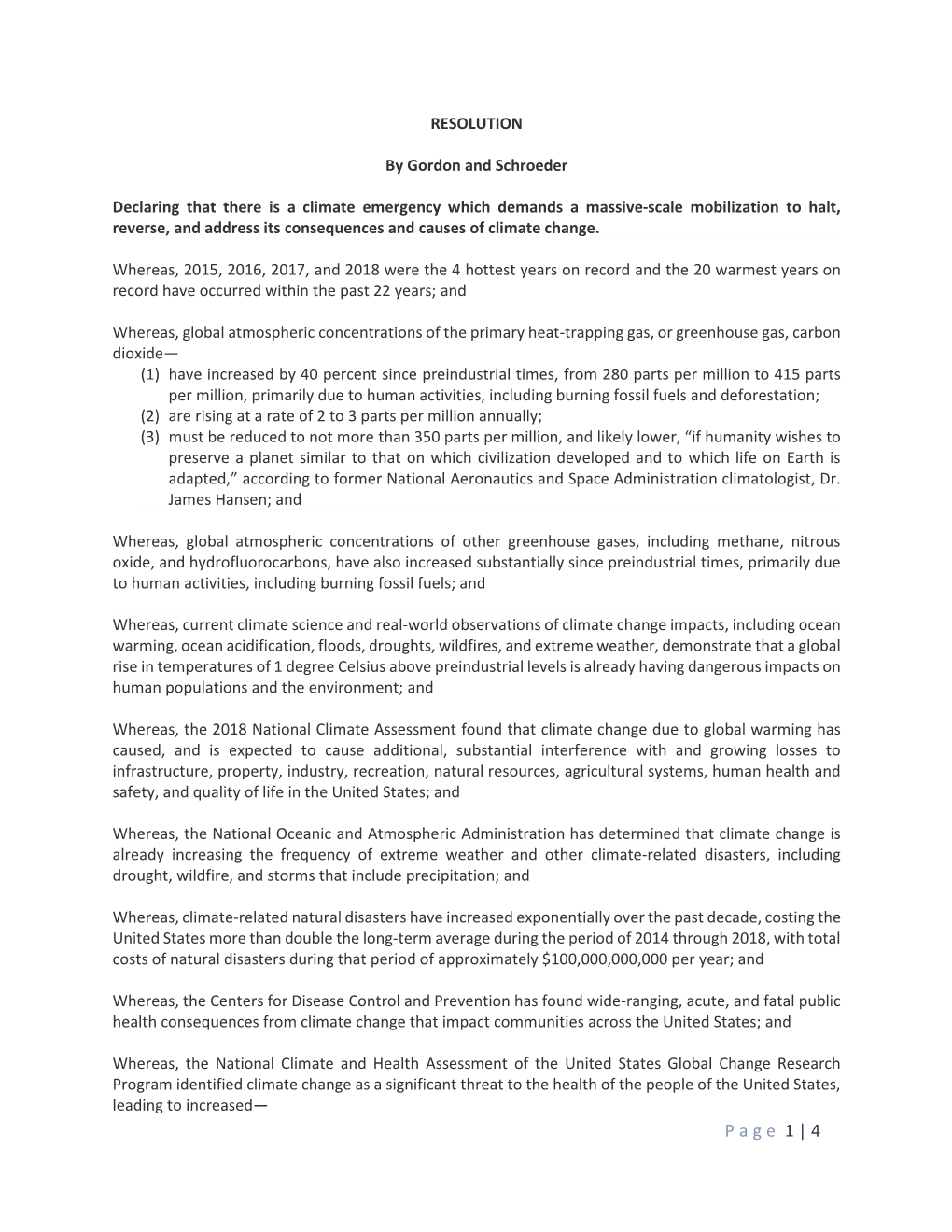 Declaration of Climate Emergency Resolution