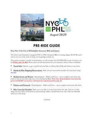 NYC PHL Pre-Ride Guide