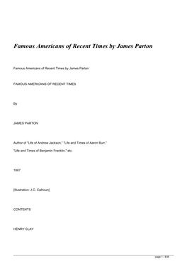 Famous Americans of Recent Times by James Parton