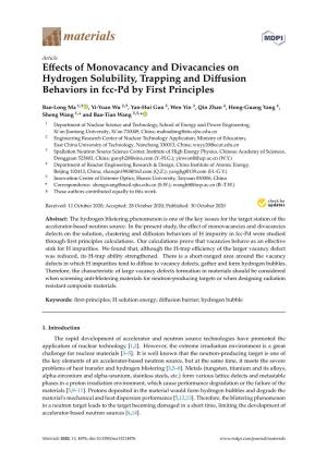 Effects of Monovacancy and Divacancies on Hydrogen Solubility