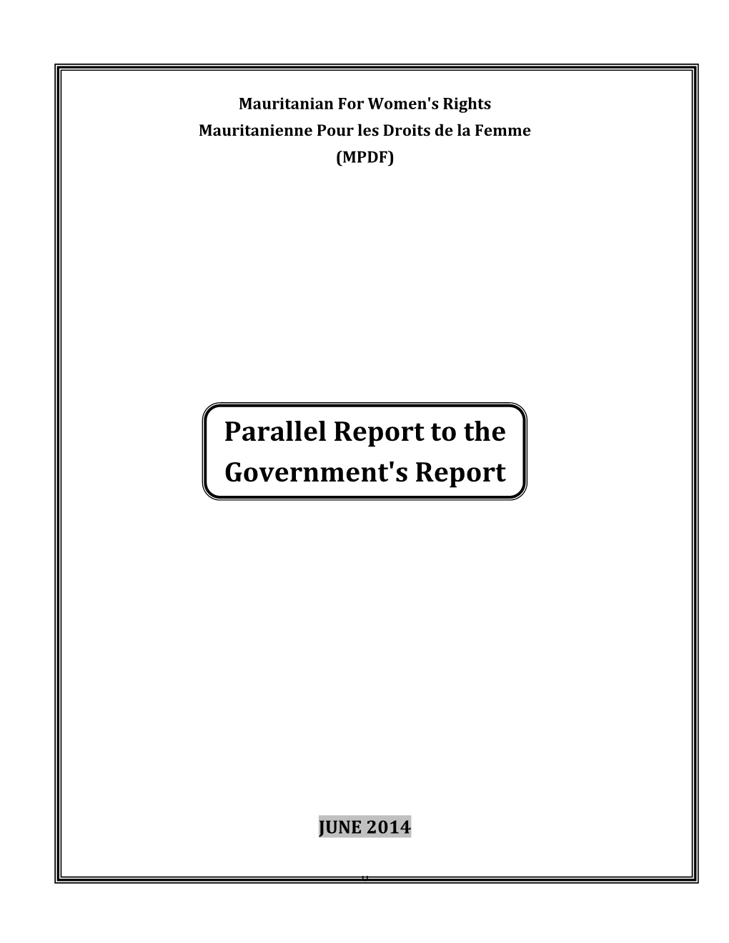 Parallel Report to the Government's Report