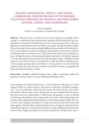 Comparing the Programs of Intangible Cultural Heritage in Croatia, Southeastern Europe, China, and Elsewhere