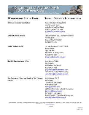 Washington State Tribe Tribal Contact Information