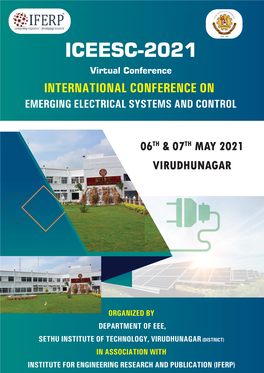 ICEESC-2021 Virtual Conference INTERNATIONAL CONFERENCE on EMERGING ELECTRICAL SYSTEMS and CONTROL