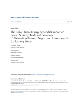 The Boko Haram Insurgency and Its Impact on Border Security, Trade and Economic Collaboration Between Nigeria and Cameroon: an Exploratory Study Viviane E