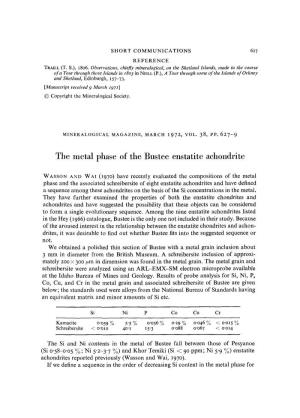The Metal Phase of the Bustee Enstatite Achondrite